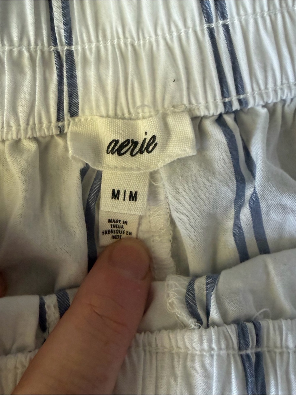 aerie White Shorts with Light Blue Vertical Stripes - Picture 2 of 4